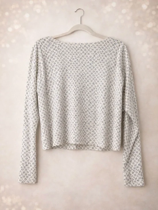 Madewell Floral Ribbed Knit Top Size XL NWT Soft Stretch Cottagecore - Picture 2 of 6